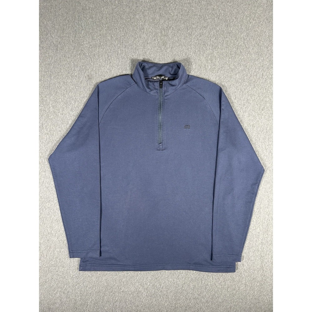 TravisMathew Men's Navy Quarter Zip Pullover Performance Golf Stretch L
